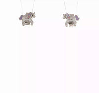 Enameled Unicorn Stud Earrings (Silver)