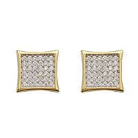 Micropave Curved Square Screw-Back Stud Earring (Silver)