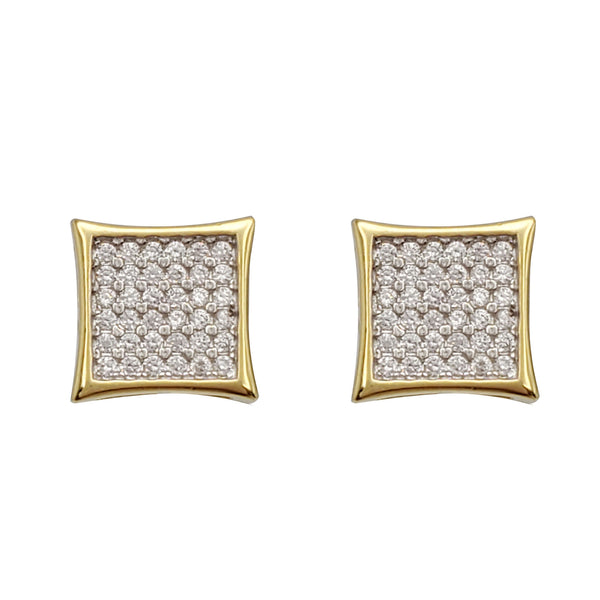 Micropave Curved Square Screw-Back Stud Earring (Silver)