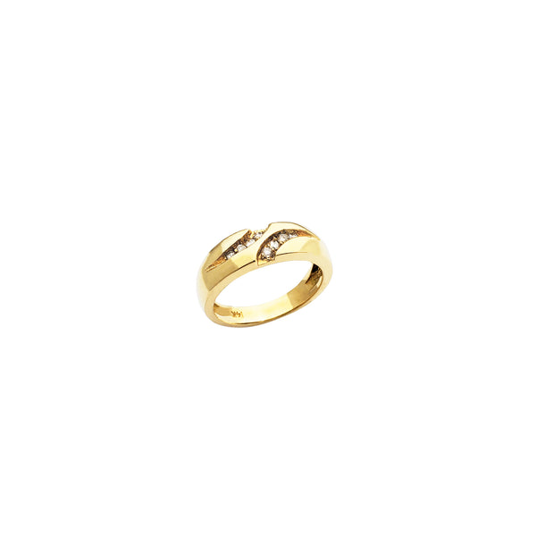 Yellow Gold Double Accents Diamond Wedding Ring (14K)