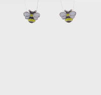 Enamel Bumble Bee Stud Earrings (Silver)