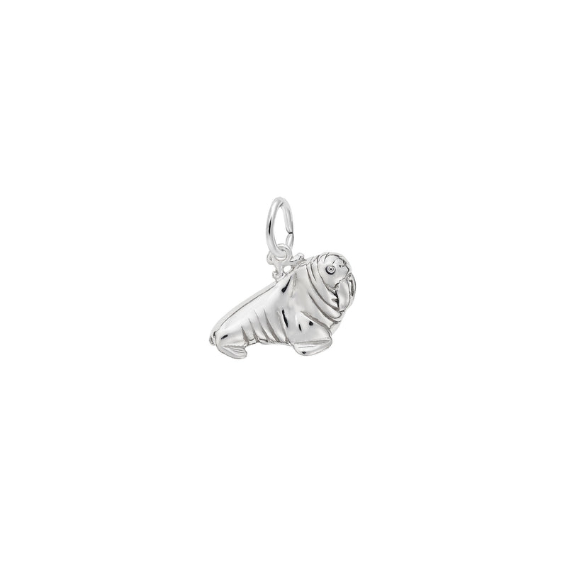 3-D Textured Walrus Charm Pendant (Silver)