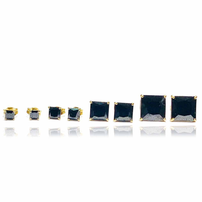 Black Onyx (Princess-Cut) Stud Earring | 14K