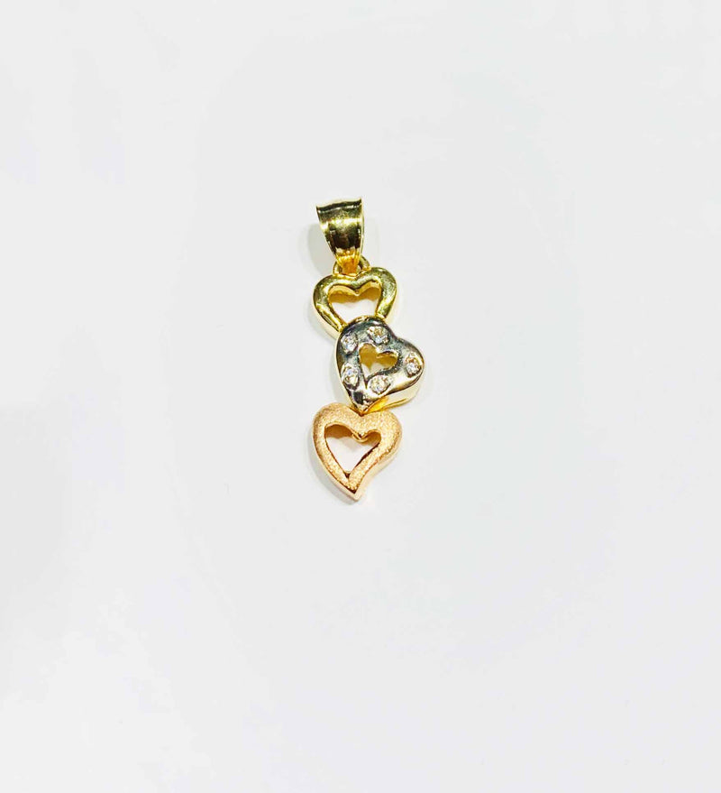 Triple Heart CZ Pendant (14K).