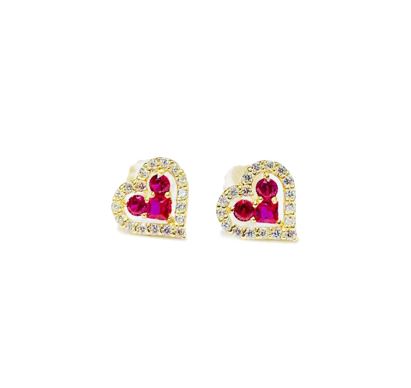 Little Heart CZ Earrings (14K)