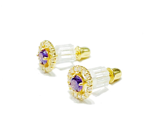 Round CZ Earrings (14K).