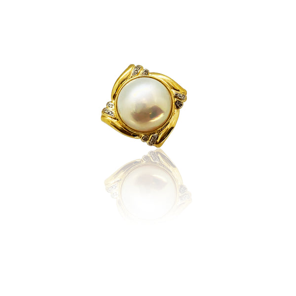 Diamond Pearl Square Ring (14K)