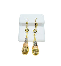 Tri-color Drop CZ Earrings (14K).