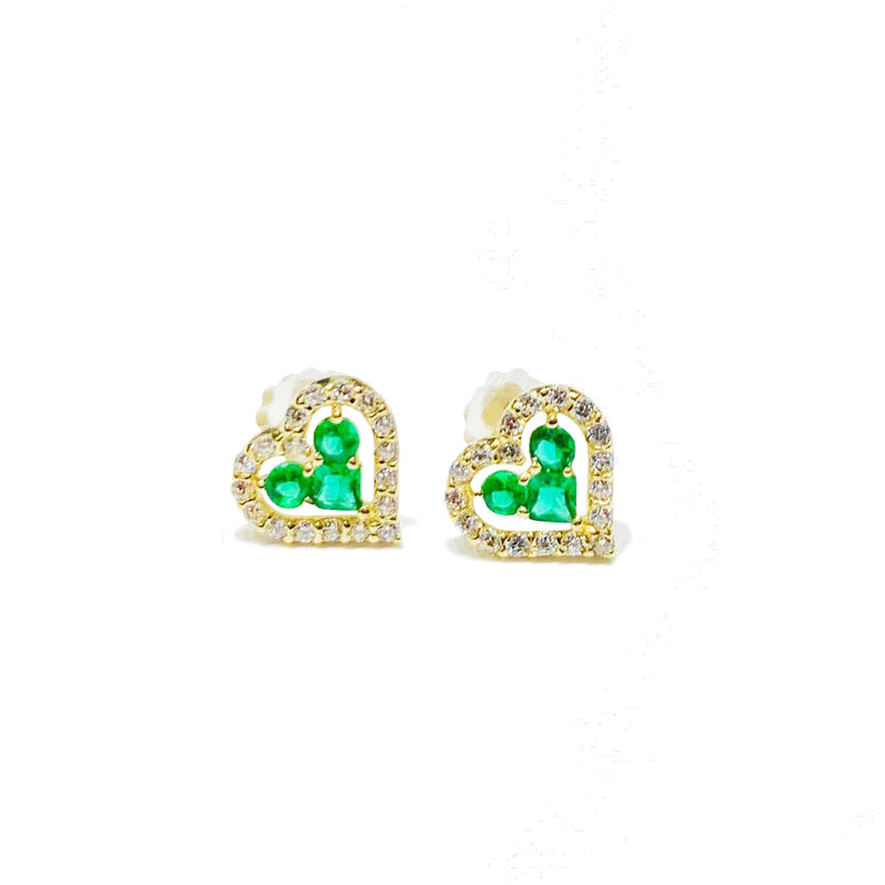 Little Heart CZ Earrings (14K)