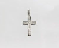 Diamond Convex Cross Pendant (14K) front - Popular Jewelry - New York