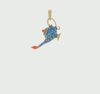 Blue Genie Lamp 3D Pendant (14K) 360 - Popular Jewelry - New York