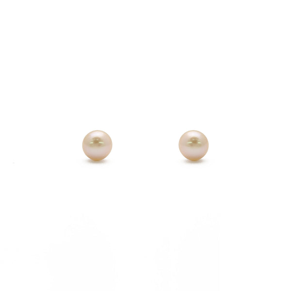 Freshwater Pearl Stud Earrings (Silver) front - Popular Jewelry - New York