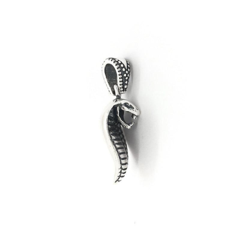 Antique-Finish Cobra Head Pendant (Silver) side 1 - Popular Jewelry - New York