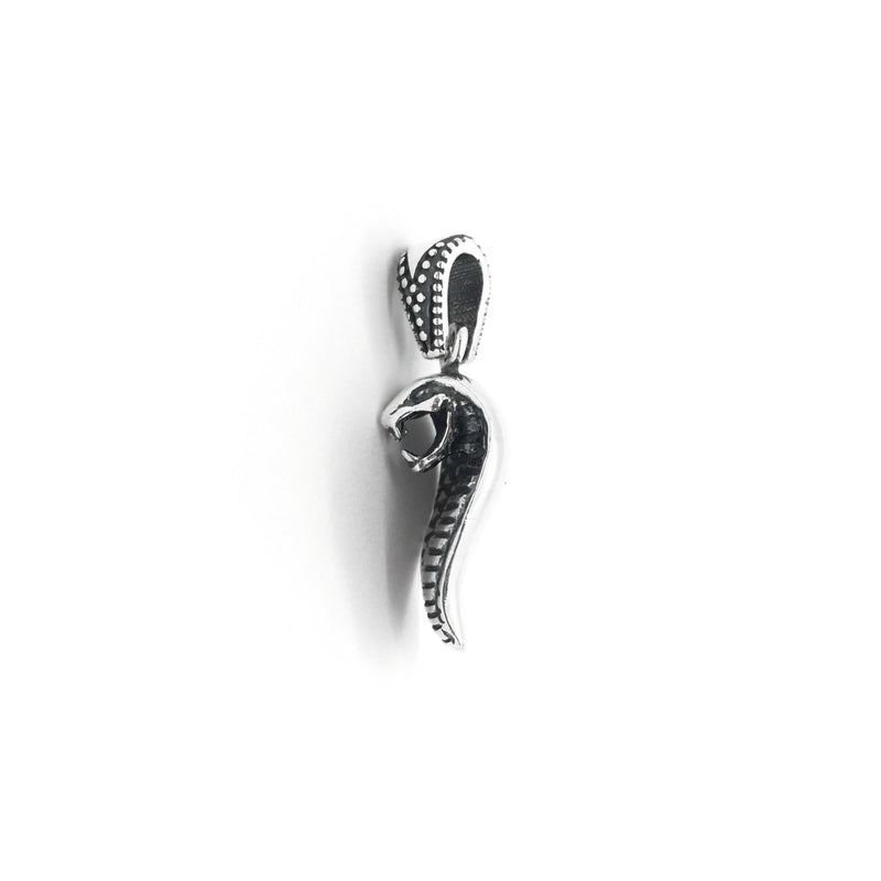 Antique-Finish Cobra Head Pendant (Silver) side 2 - Popular Jewelry - New York