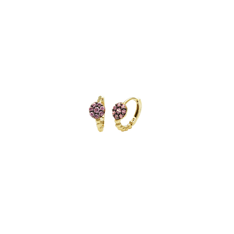 Yellow Gold Dainty CZ Huggie Earrings (14K)