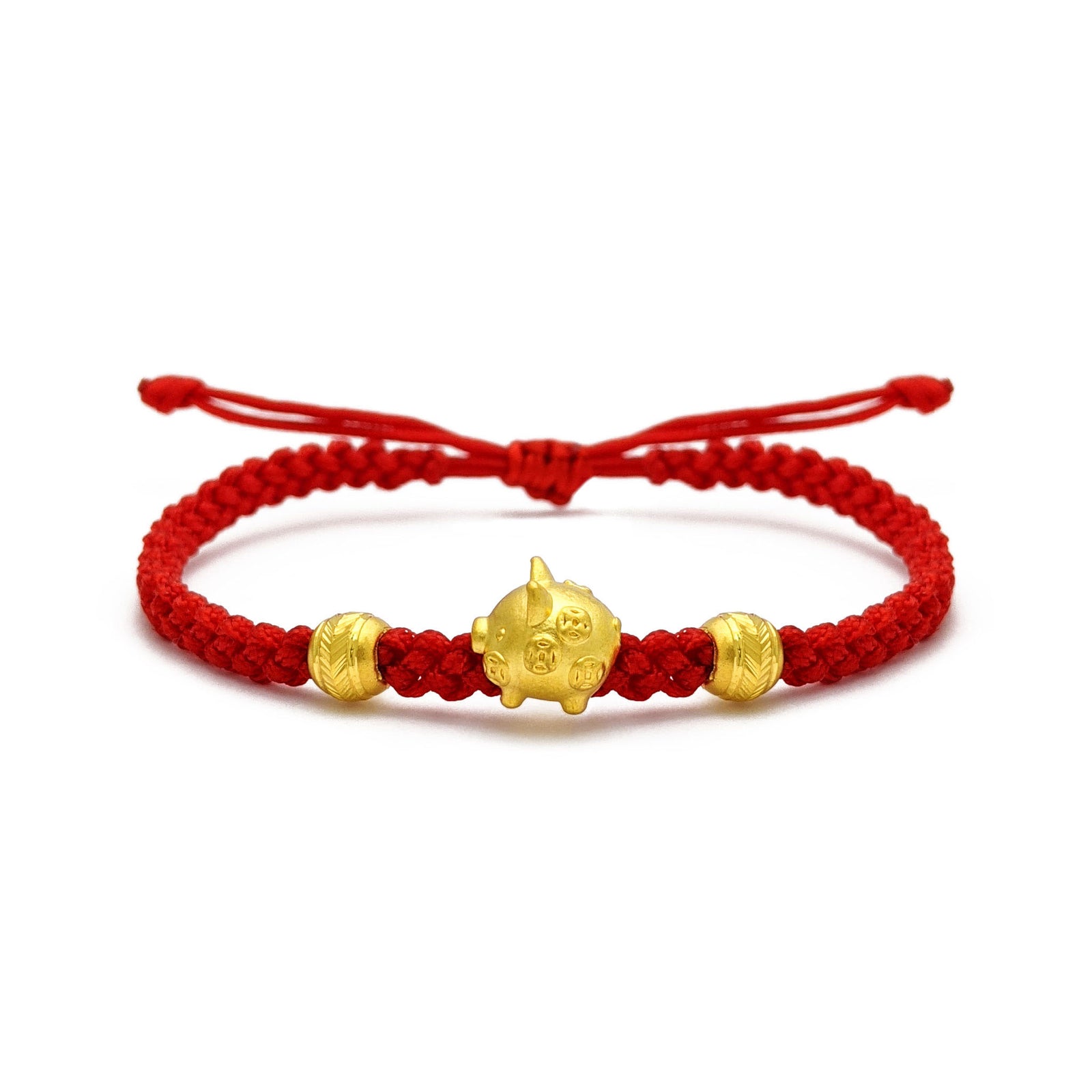 Lucky Pig Chinese Zodiac Red String Bracelet (24K)