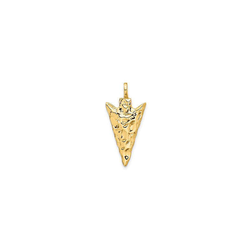 3-D Glossy Textured Reforged Arrowhead Pendant (14K)