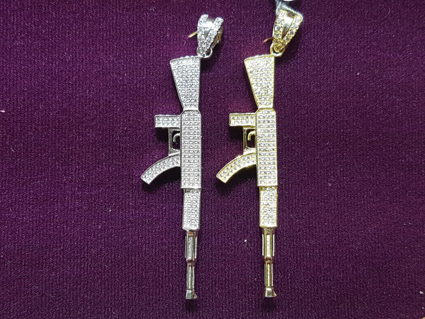 Iced-Out AK47 Rifle Pendant Silver - Lucky Diamond 恆福珠寶金行 New York City 169 Canal Street 10013 Jewelry store Playboi Charlie Chinatown @luckydiamondny 2124311180