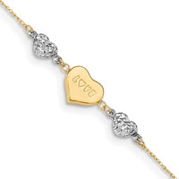 Two Tone Heart Anklet Bracelet (14K)