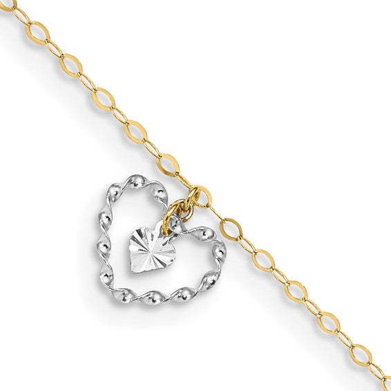 Two Tone Heart Bracelet (14K)