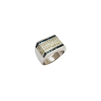 Princess Cut Invisible Setting Blue Diamond Men's Ring (14K)