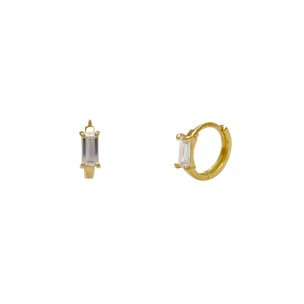 Baguette Stone-Set Huggie Earrings (14K) Popular Jewelry New York