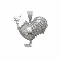 Baguette Tail Rooster Pendant (Silver) Popular Jewelry New York