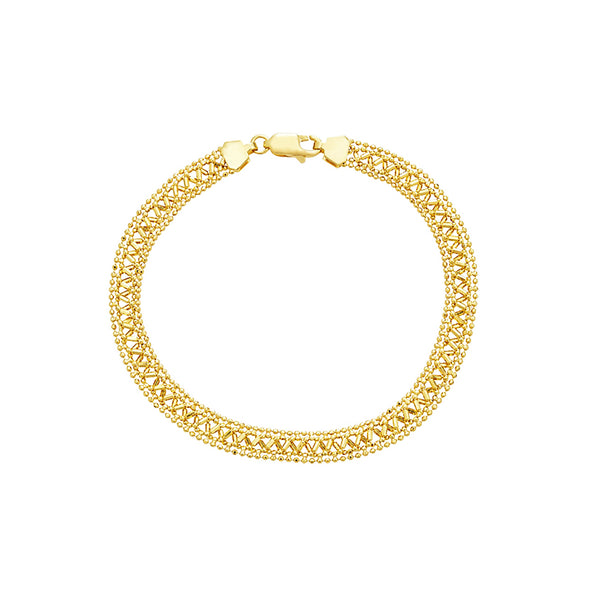 Beaded Zigzag Flat Bracelet (14K)