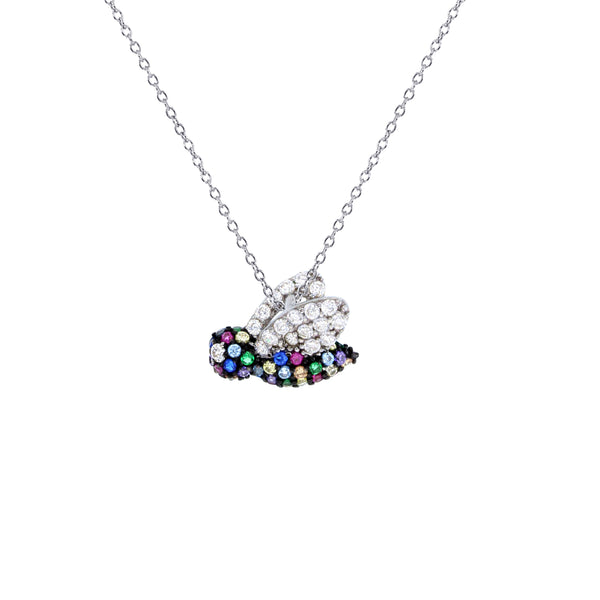 Multi-Color Bee Necklace (Silver)