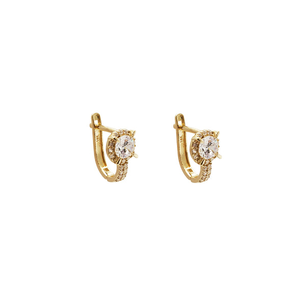 Big Stovetop CZ Huggie Earrings (14K)