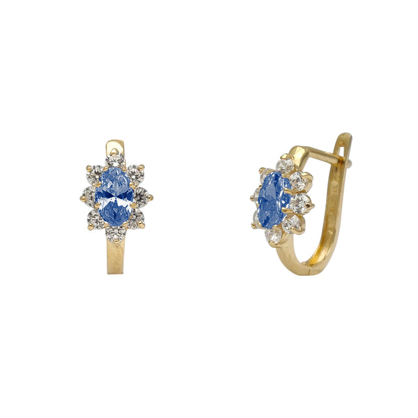 Zirconia Marquise Flower Huggie Earrings (14K)