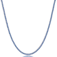 Blue Zirconia Tennis Necklace (Silver)