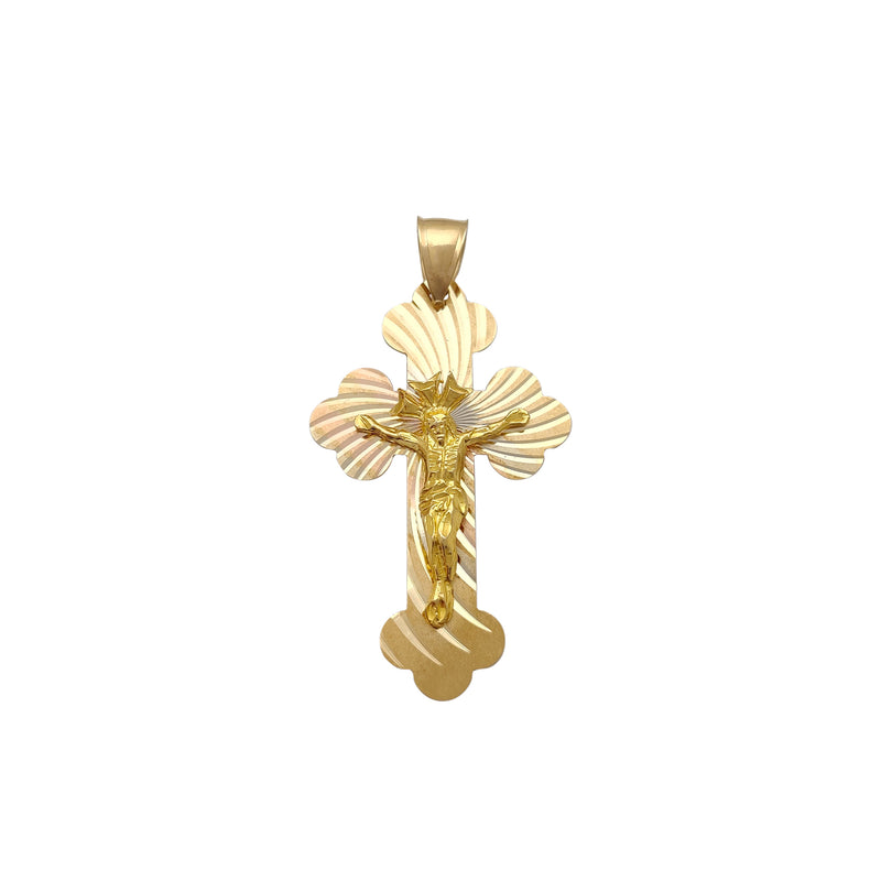 Budded Spiral Diamond Cuts Crucifix Pendant (14K) Popular Jewelry New York