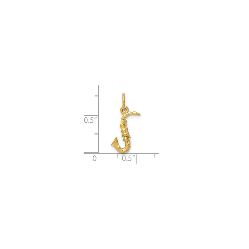 3-D Textured Saxophone Pendant (14K)