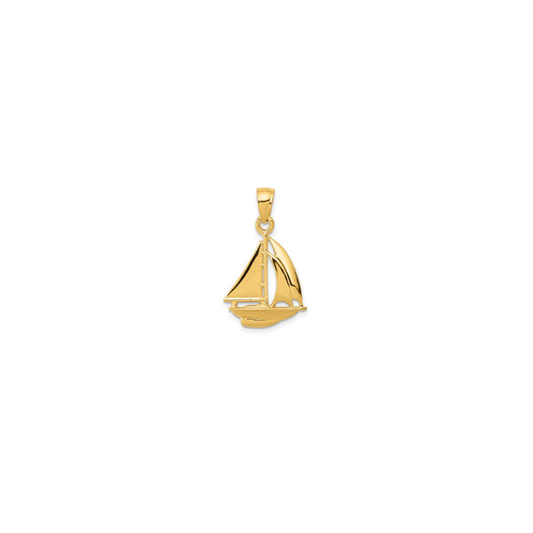 3-D Glossy Textured Sailboat Pendant (14K)