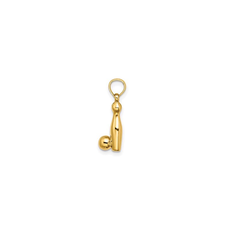 3-D Glossy Bowling Pin & Ball Pendant (14K)