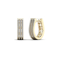 Diamond Three-Stripes U-Shape Huggie Earrings (14K)