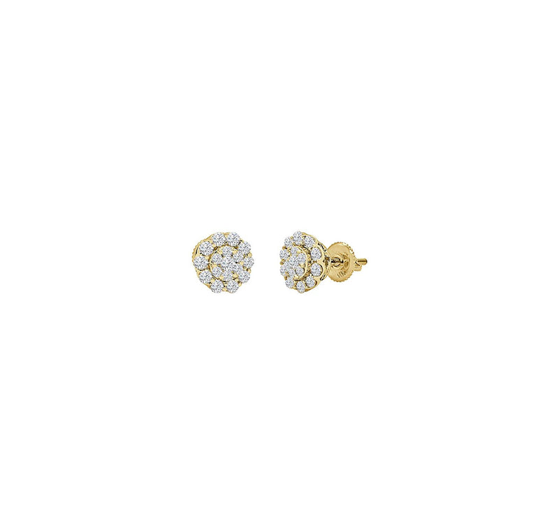 Cluster Diamond Stud Earrings (14K)