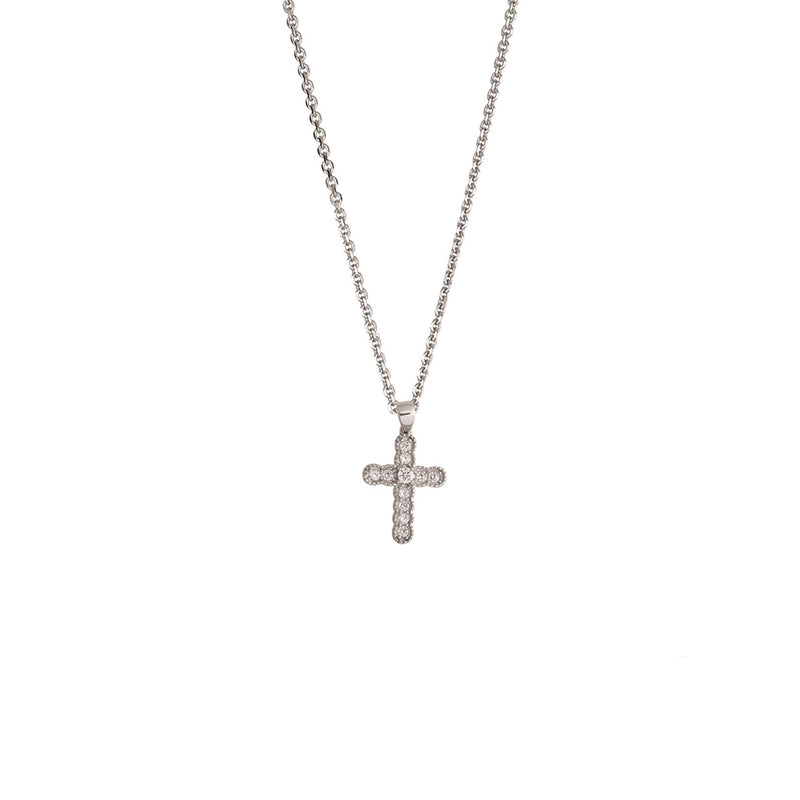 Milgrain Cross Necklace (Silver)