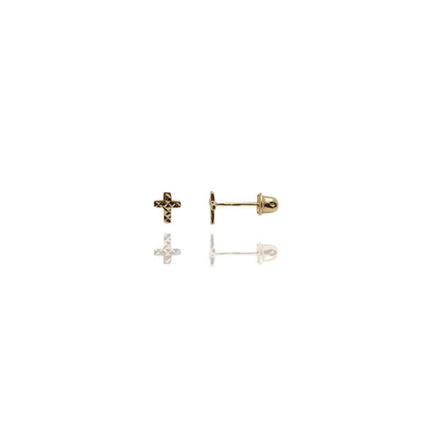 Diamond-Cut Cross Stud Earrings (14K)