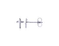 Plain Cross Stud Earrings (Silver)