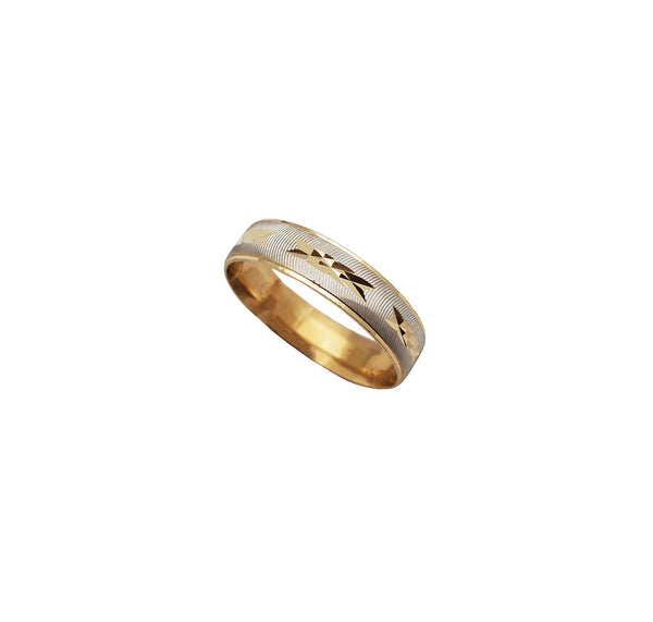 Two-Tone Calico Diamond-Cut Band (14K)