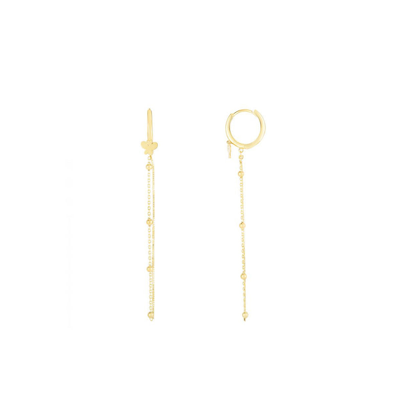 Charm Chain Drop Huggie Earrings (14K)