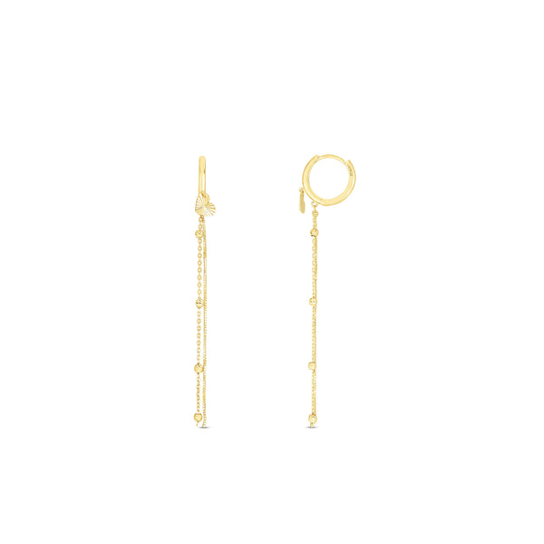 Charm Chain Drop Huggie Earrings (14K)