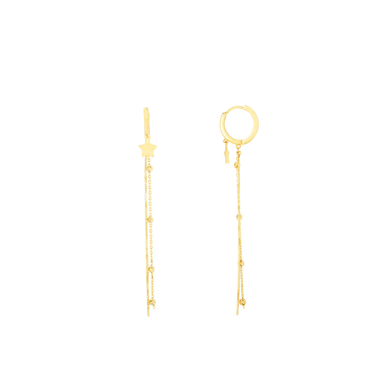 Charm Chain Drop Huggie Earrings (14K)