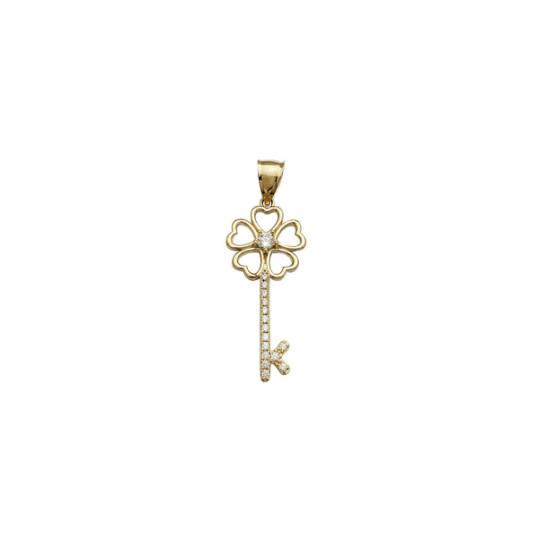 Clover Key CZ Pendant (14K)