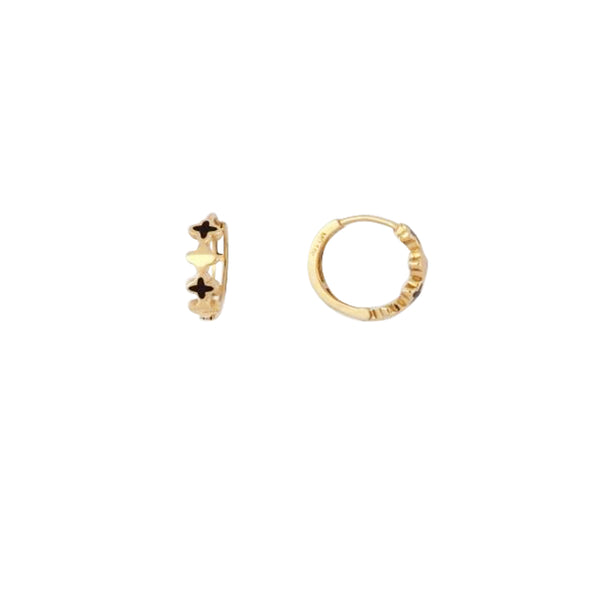 Clover Leaf Huggie Earrings (14K)