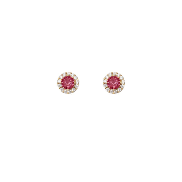 Cluster Around Round CZ Stud Earrings (14K)