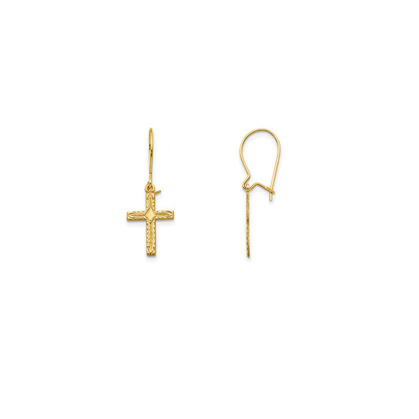 Cross Dangling Earrings (14K)