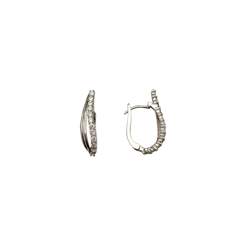 Asymmetric Curve CZ Huggie Earrings (14K)